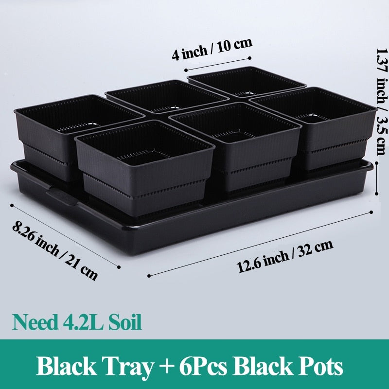 Black Plastic Starter Pot For Plants 3.5 Inch Square - Quantity 10